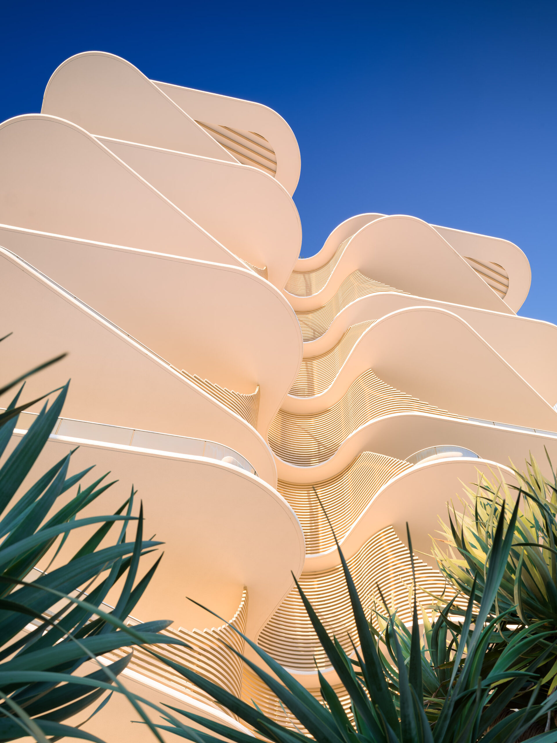 Curved balconies at Norfolk Burleigh Heads